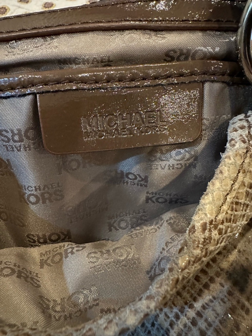 Michael Kors Brimfield Python Embossed Leather Hobo Shoulder Bag - Picture 8 of 8